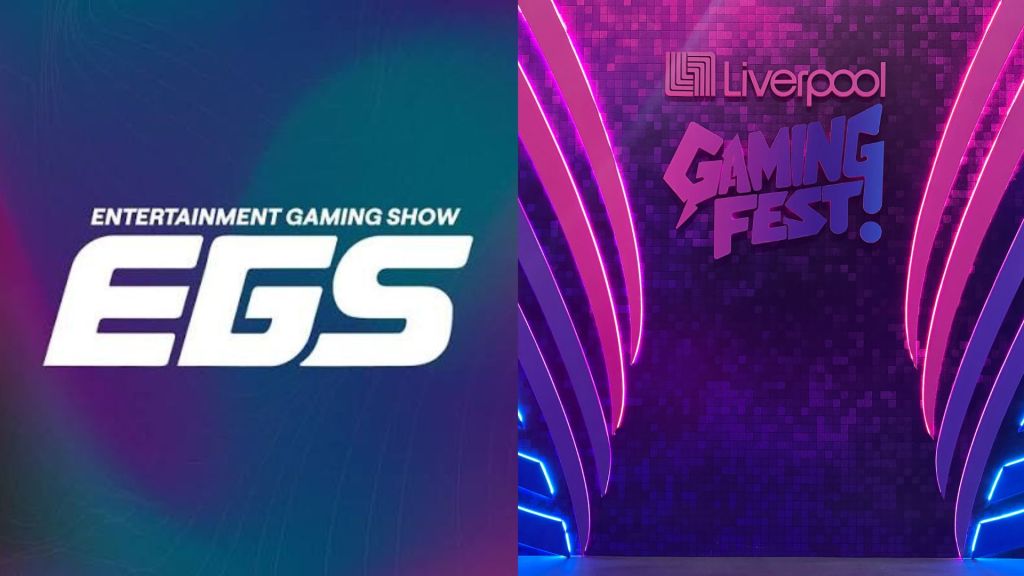 Imagen dividian en dos, en una parte el logo del EGS y en otra el de Liverpool Gaming Fest, que implica la evolución del EGS